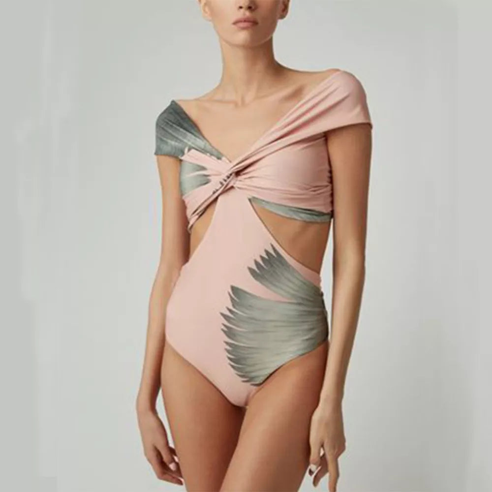 Mulheres do vintage um pedaço maiô alta corte cobrir rosa beachwear luxo biquíni designer maiô verão surf wear beachwear