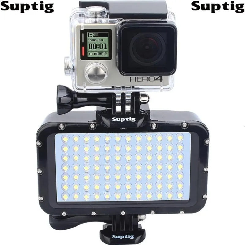 À prova dwaterproof água led luz subaquática lâmpada de mergulho + bateria para gopro hero 9 8 7 5 session4 xiaomi yi mijia 4k sjcam sj89 eken h9 potência