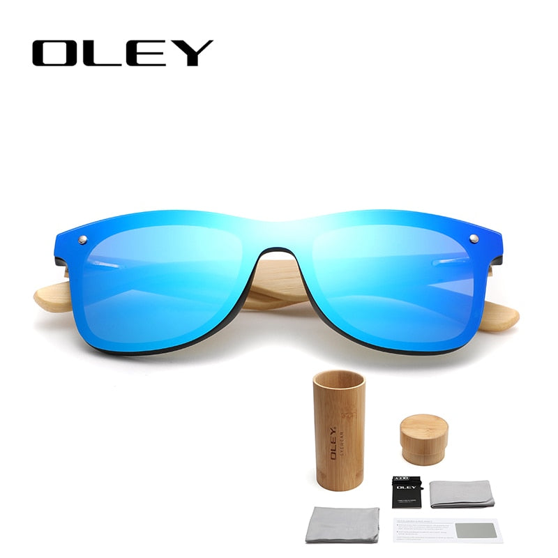 Oley óculos de sol masculino de madeira de bambu natural, polarizado, fashion, original, bambu, suporte para logotipo personalizado