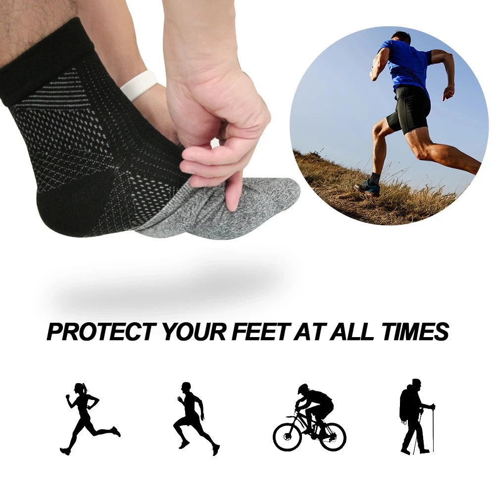 Anjo do pé anti fadiga compressão pé manga tornozelo suporte correndo ciclo basquete meias esportivas ao ar livre homens tornozelo cinta meia