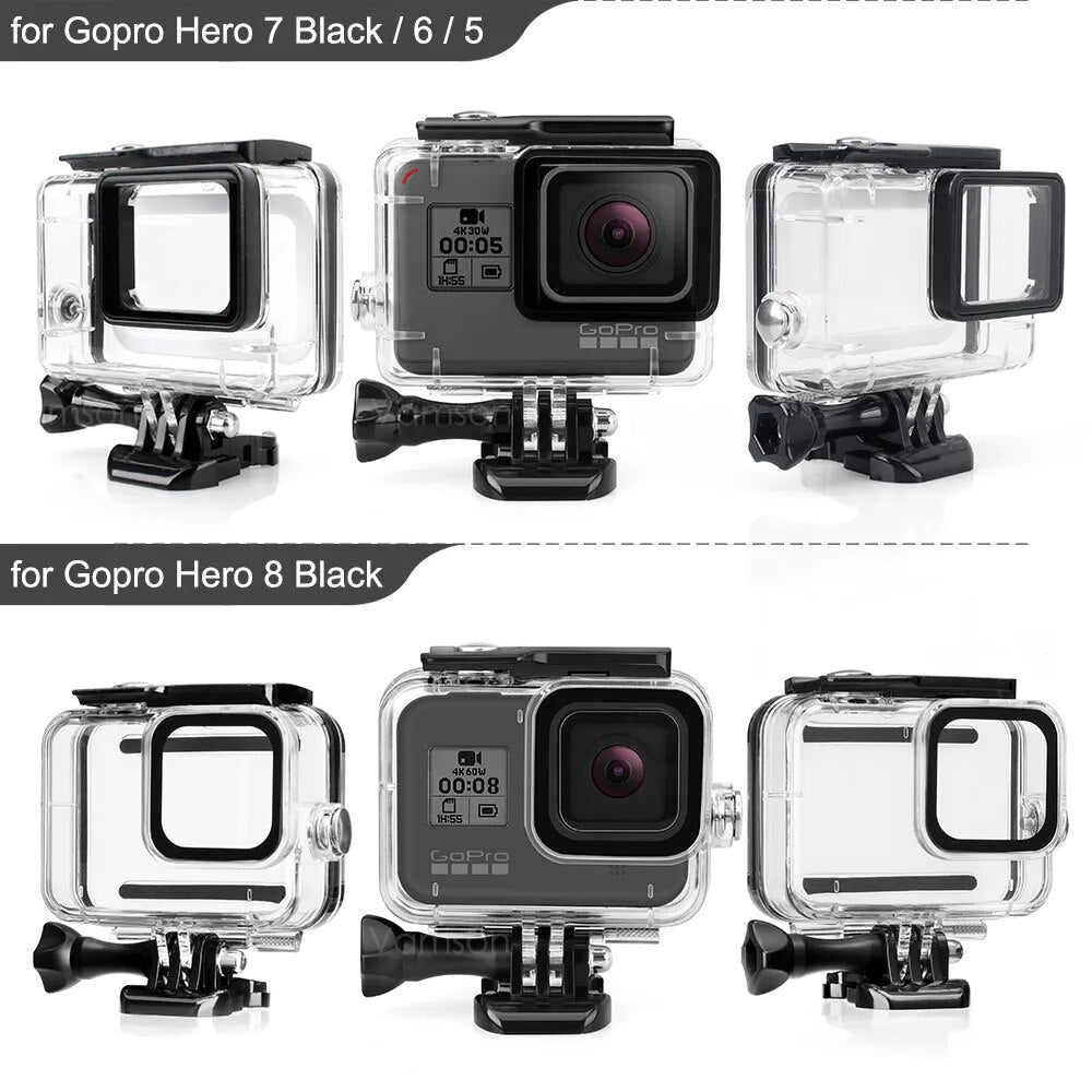 Vamson para gopro hero 8 7 6 5 preto 45m subaquático à prova dwaterproof água caso câmera mergulho habitação montagem para gopro acessório vp630