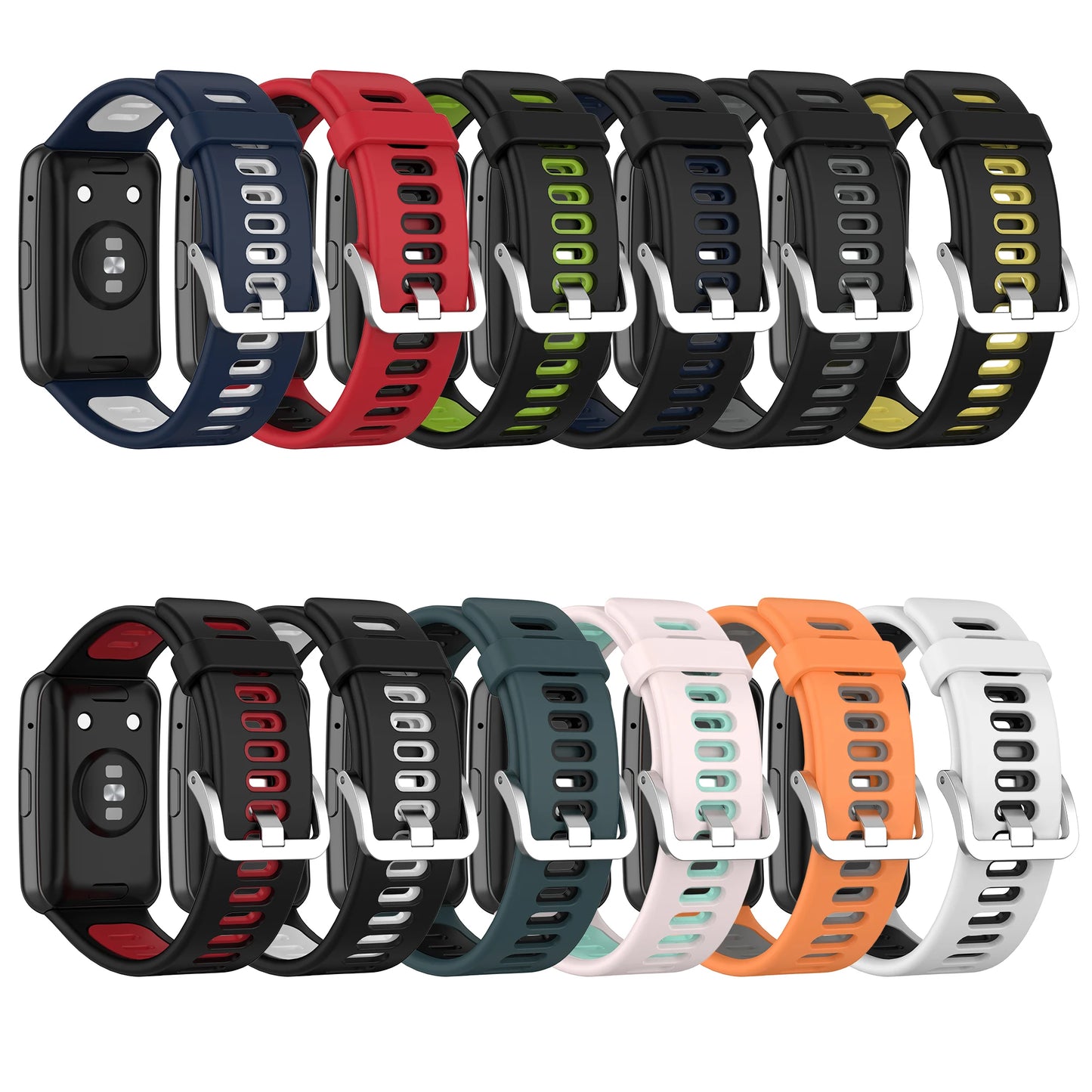 Pulseira de silicone de duas cores para huawei watch fit esporte pulseira de substituição nova