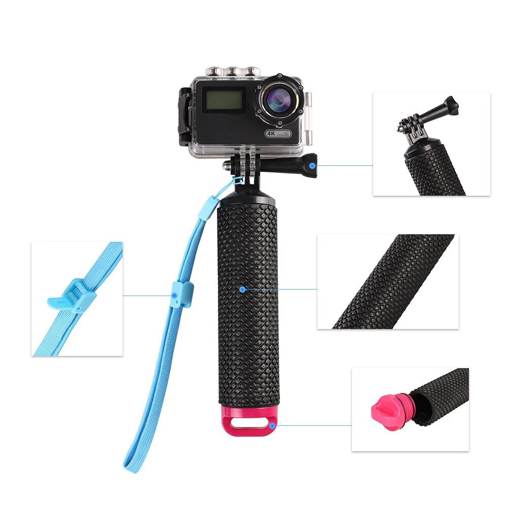 Bastão de selfie subaquático, à prova d'água, flutuante, para gopro hero session pro, alça flutuante, câmera de ação de mergulho