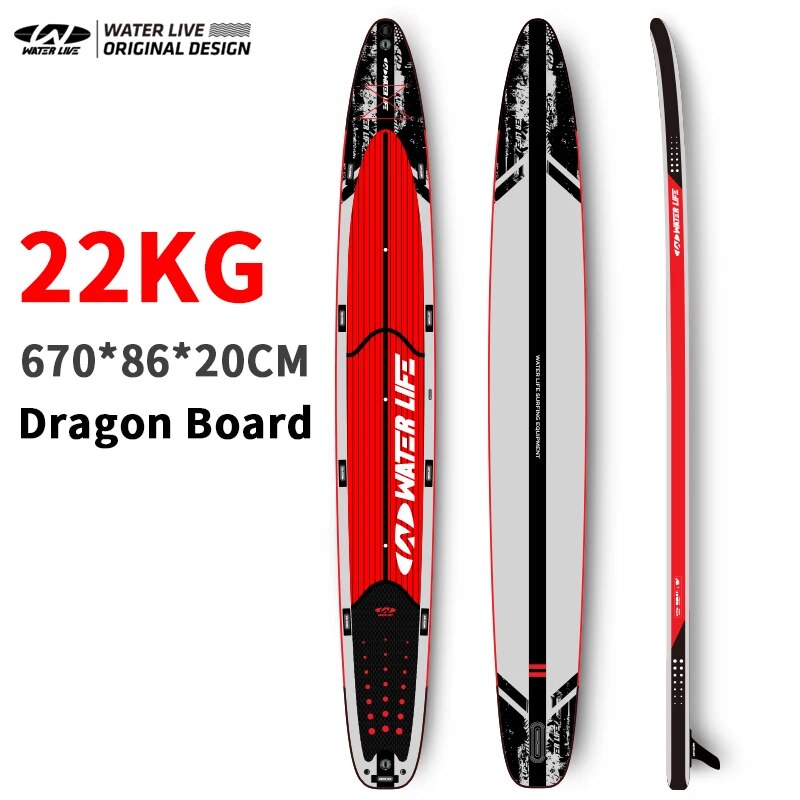 WATERLIVE DRAGON Board Team Racing SUP Surfboard Standing Style 4-Person 22'x34"x6" Thickened 2-Layer Inflatable Aquatic Board