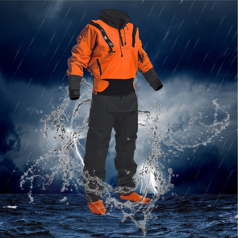 3.0 Ply Kayak Dry Suit 2022 Waterproof With Latex Orange Drysuit Fullsuit for Men Expedition Paddling Rafting SUP Adventure