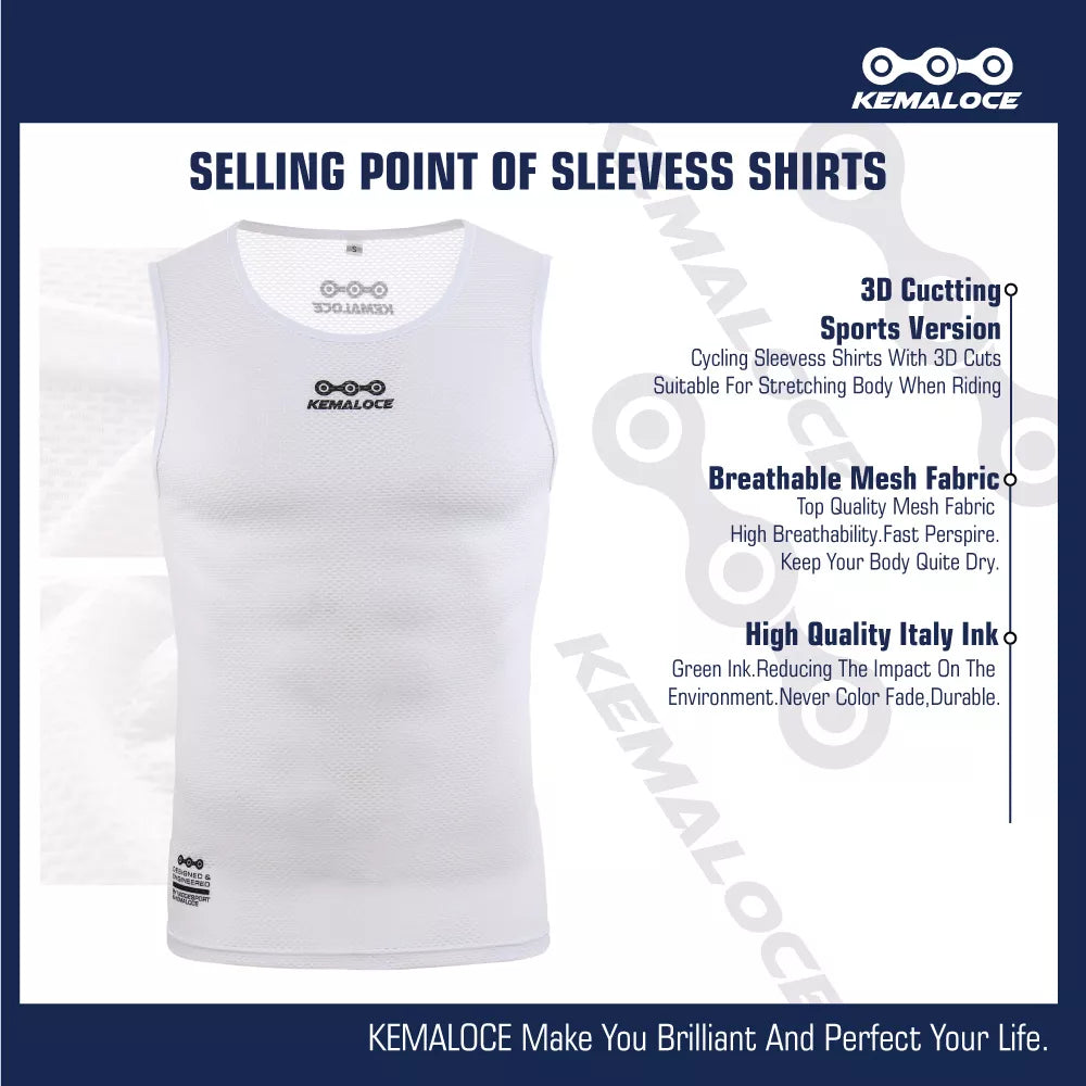 KEMALOCE Cycling Base Layer Sleevess Breathable White 2023 Cool Cycle Sleevess Vest Quick Dry Summer MTB Vest Bike Undershirts