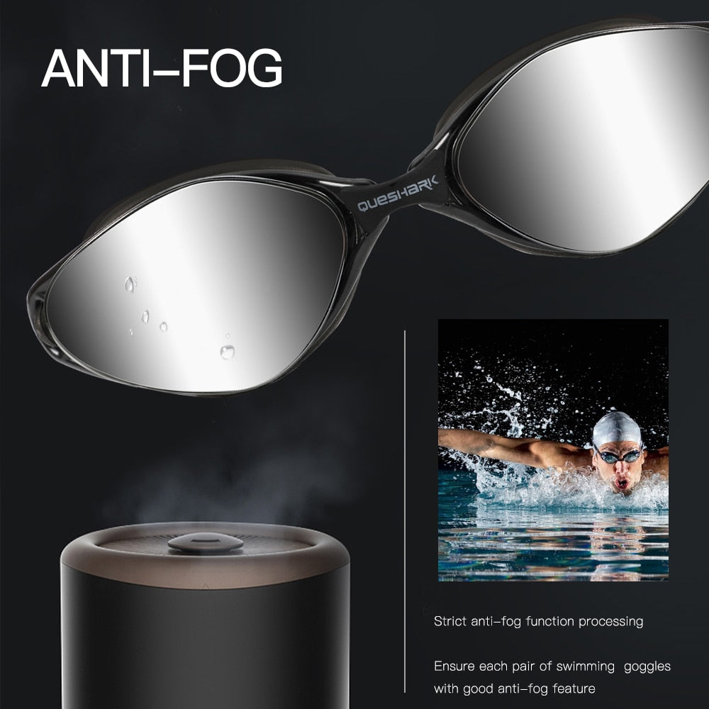 QUESHARK Mulheres Homens Adultos HD Anti-Fog Proteção UV Óculos de Natação Esportes Aquáticos Mergulho Óculos de Natação Com Caixa Portátil Conjunto