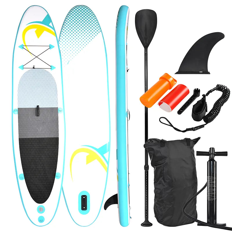 SUP320 Stand up Paddle Board 320x78x15cm, turquoise / yellow - SUP, surfboard, surf board incl. accessories