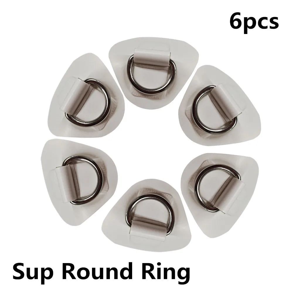 6Pcs Surfboard Dinghy Boat PVC Patch With Stainless Steel 316 D Ring Deck Rigging Sup Round Ring Pad