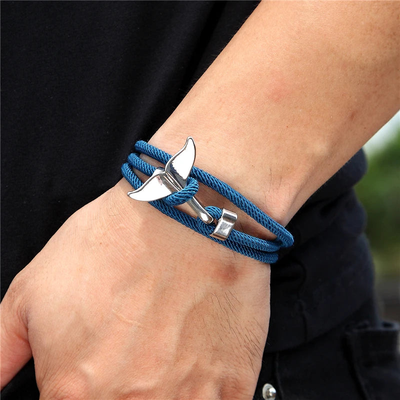 Charm Whale tail Anchor Bracelet Men Women Colorful Survival Rope Couple Bracelets homme femme lucky Lover Jewelry water sports