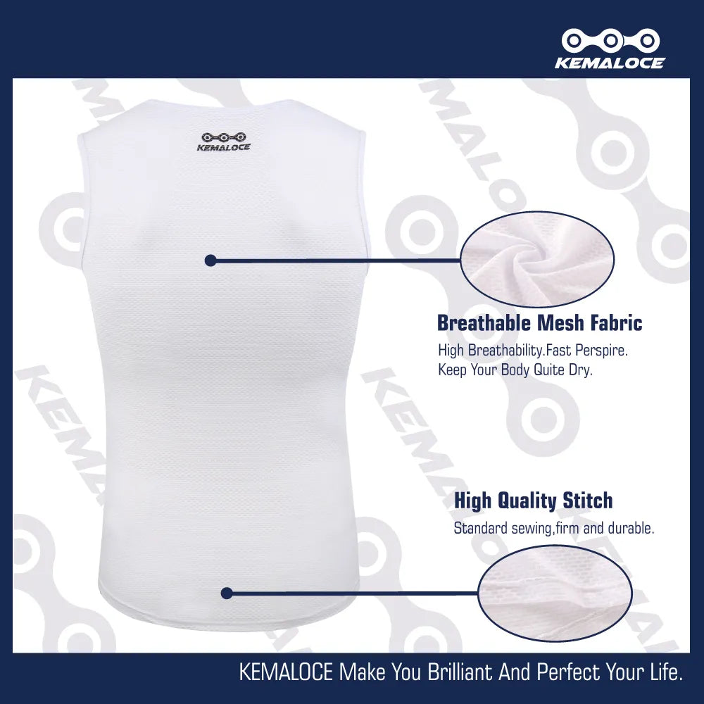 Kemaloce camada base de ciclismo mangas respirável branco 2023 legal ciclo mangas colete secagem rápida verão mtb colete bicicleta undershirts