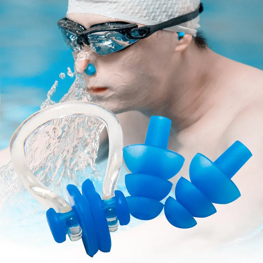 3 pçs unissex clipe de nariz tampões de ouvido à prova dwaterproof água natação nariz clipe macio silicone tampões de ouvido conjunto surf mergulho piscina acessórios