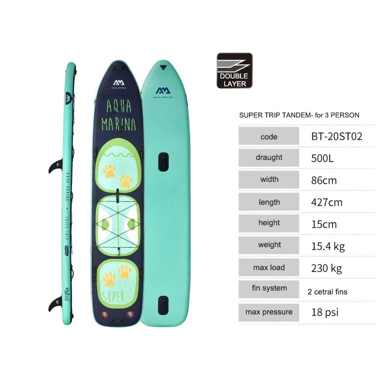 AQUA MARINA 2 PERSON big size inflatable sup stand up paddle board surf board SUPER TRIP TANDEM surfboard inflatable kayak