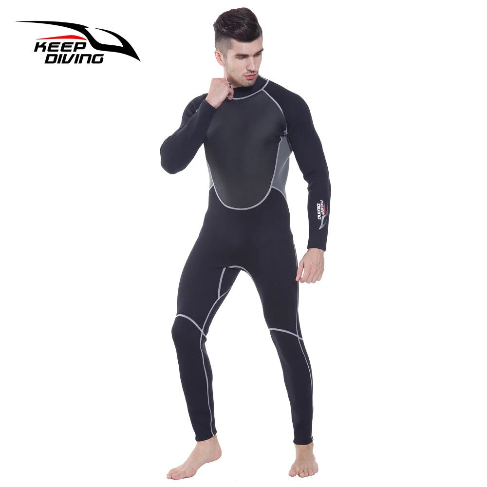 Genuine 3MM Neoprene Wetsuit One-Piece and Close Body Diving Suit for Men Scuba Dive Surfing Snorkeling Spearfishing Plus Size