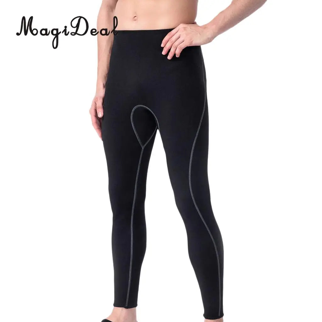Calça de neoprene preta para homens 3mm, roupa de mergulho, mergulho, surf, natação, calças quentes, leggings, corpo inteiro, tamanho S-XL