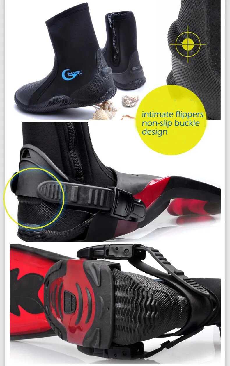 Yonsub 5mm neoprene mergulho vulcanização alta superior botas de mergulho antiderrapante adulto botas de mergulho barbatanas quentes sapatos de caça submarina