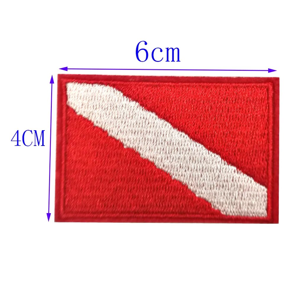 12PC 6PC Scuba Diving Flag Patch Backpack Badge Iron On Embroidered Embroidery Vest Bag Cap Patches for Snorkeling Swimming