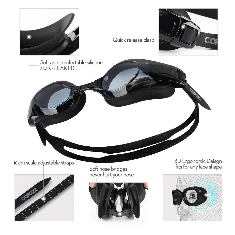 COPOZZ Swimming Goggles Men Women Adult Double Anti fog UV Protecion Swimming Glasses Pro Diopter Zwembril