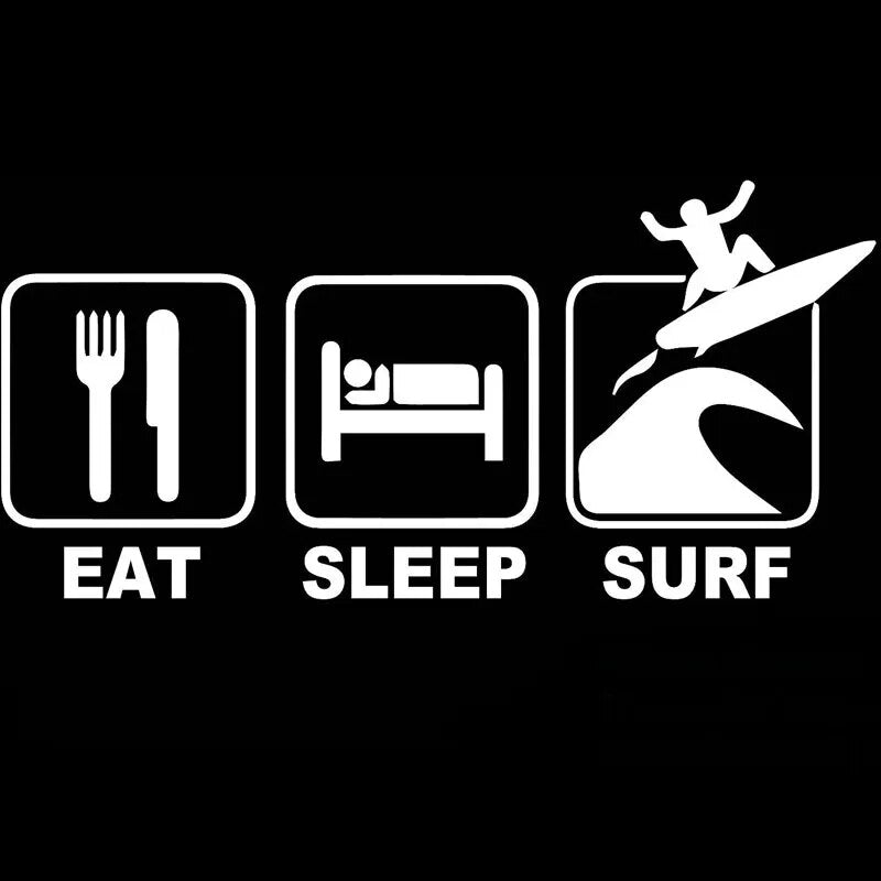 17.8CM*8.7CM Eat Sleep Surf Car Window JDM Funny Car Styling Decoration Personality Fashion Car Stickers Black Sliver C8-1133