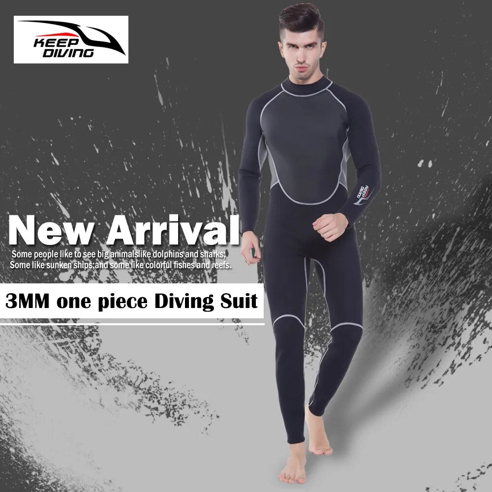 Roupa de mergulho de neoprene genuína de 3mm, peça única e corpo próximo, roupa de mergulho para homens, mergulho, surf, pesca submarina, tamanho grande