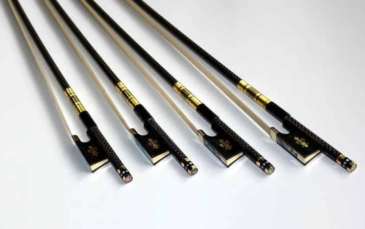 1pc New PRO 4/4 3/4 1/2 1/4 szie Carbon fiber violin bow with grillwork Ebony Frog Carving flower