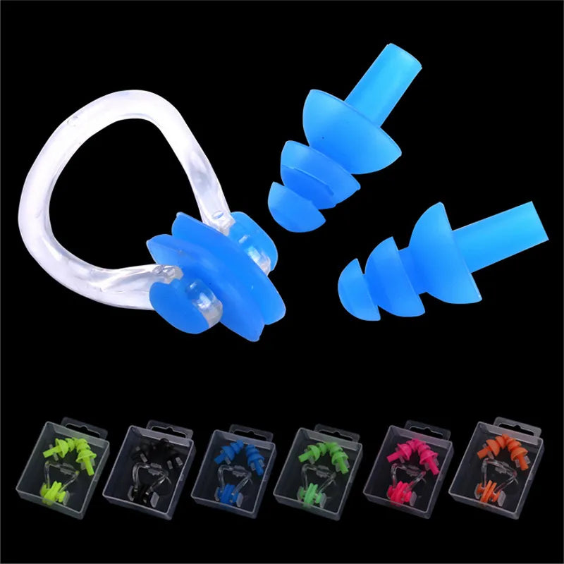 Adults Swimming Earplugs set Nose Clip For Swimming Silicone Ear Plug waterproof Protection case Diving Ear Plugs Dropshipping