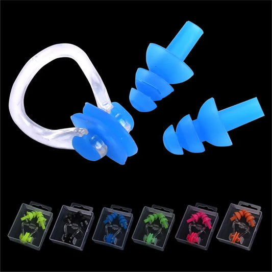 Adults Swimming Earplugs set Nose Clip For Swimming Silicone Ear Plug waterproof Protection case Diving Ear Plugs Dropshipping