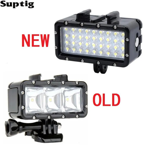 À prova dwaterproof água led luz subaquática lâmpada de mergulho + bateria para gopro hero 9 8 7 5 session4 xiaomi yi mijia 4k sjcam sj89 eken h9 potência