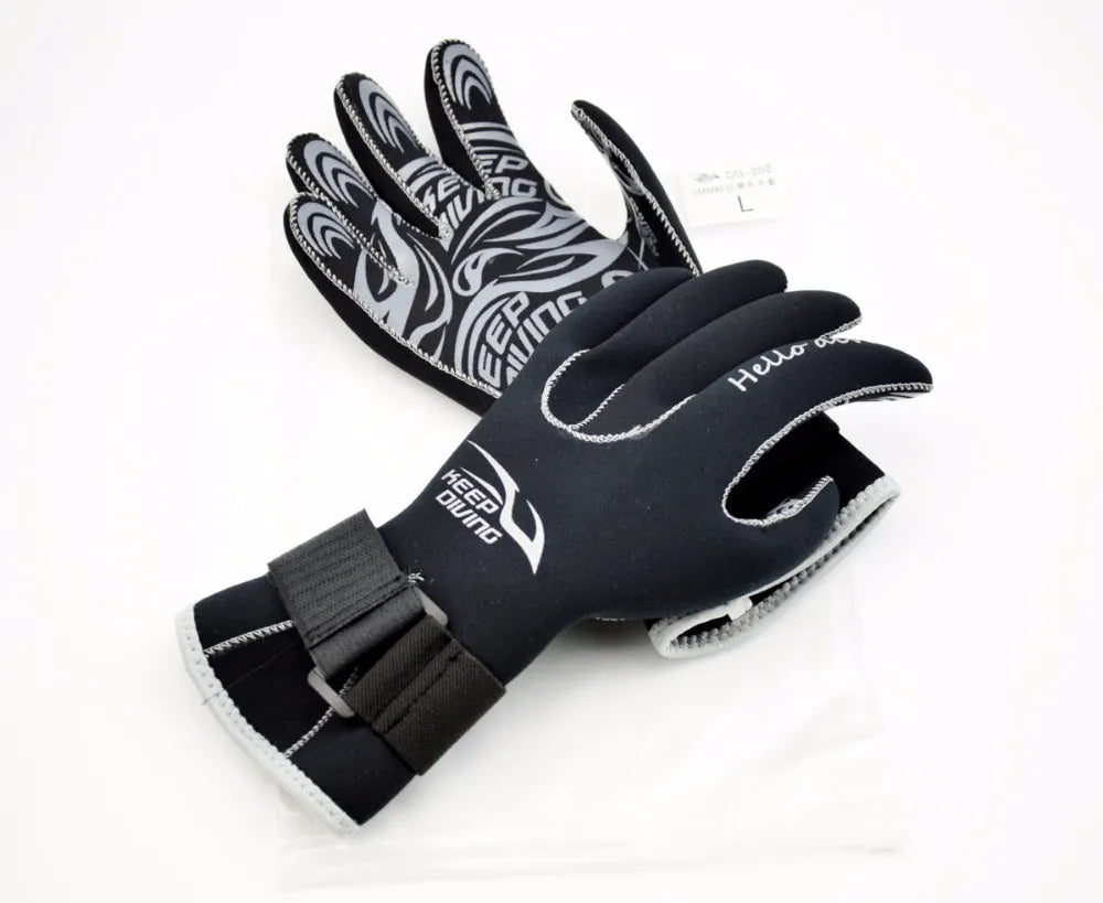 KEEP DIVING 3MM Genuine Neoprene Gloves Anti Scratch and Keep Warm for Scuba Diving Winter Swim Spearfishing Kayaking Surfing