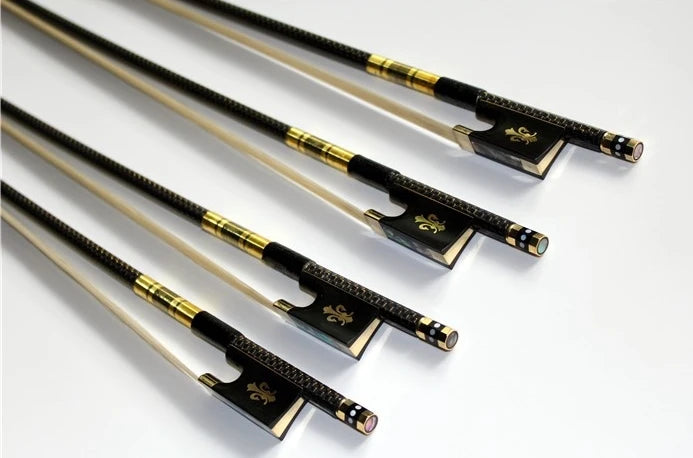 1pc New PRO 4/4 3/4 1/2 1/4 szie Carbon fiber violin bow with grillwork Ebony Frog Carving flower