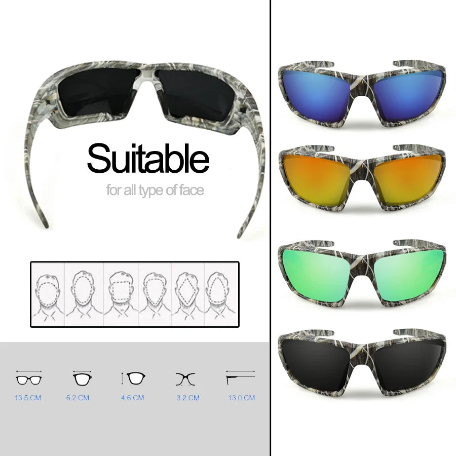 NEWBOLER Óculos de sol de pesca 4 lentes UV polarizadas Armação de camuflagem Homens Mulheres Esporte Óculos de sol Camping Driving Clip Eyewear
