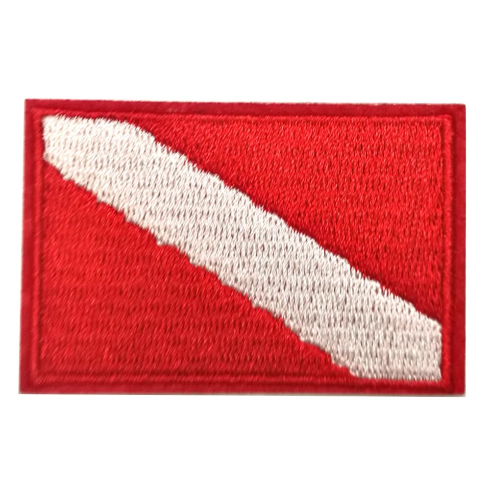 12PC 6PC Scuba Diving Flag Patch Backpack Badge Iron On Embroidered Embroidery Vest Bag Cap Patches for Snorkeling Swimming