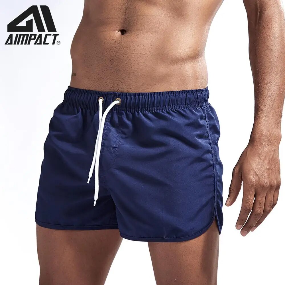 Aimpact Men's Quick Dry Board Shorts Summer Holiday Solid Split Beach Surf Swimming Trunks Hybrid Sport Shorts for Man AM2165