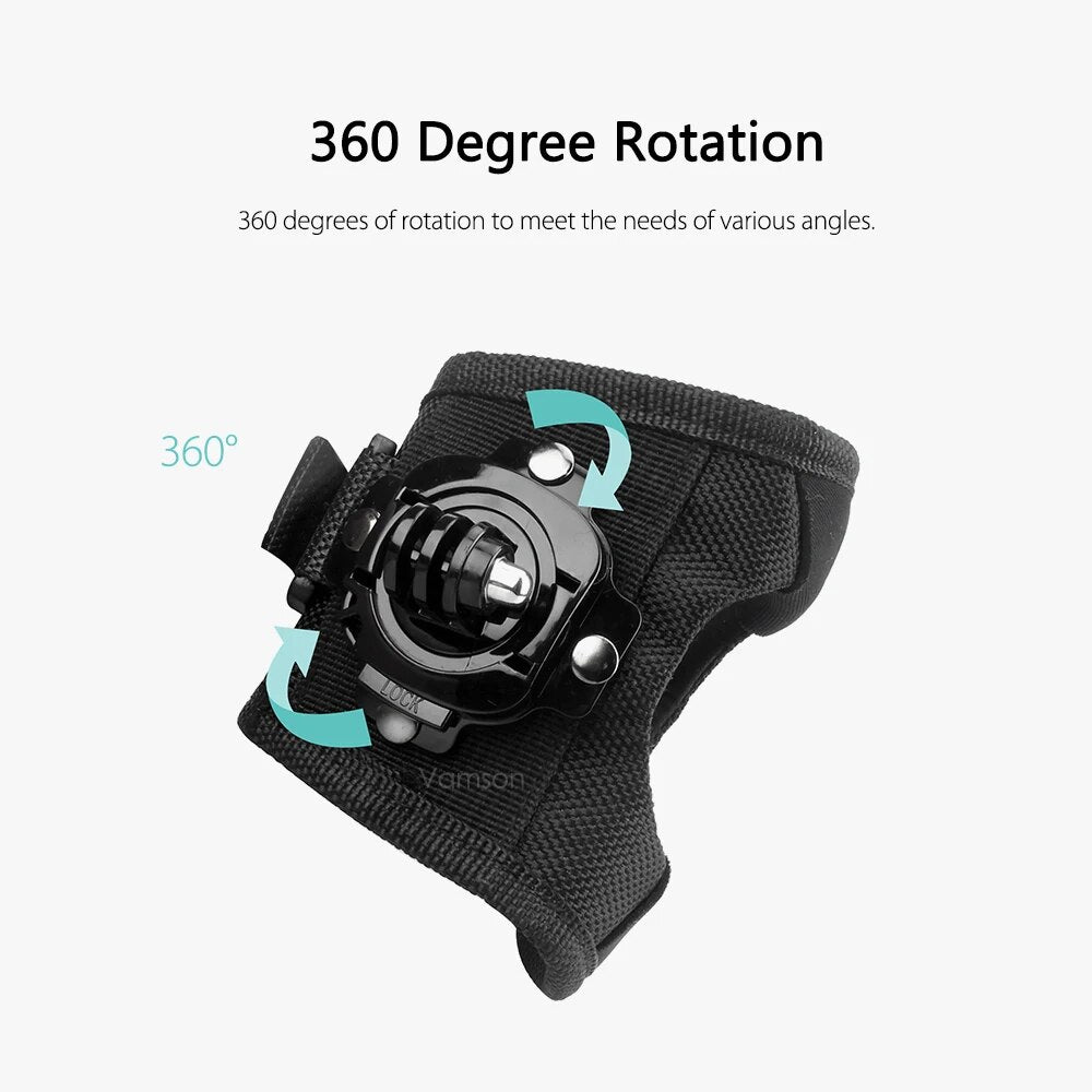 Vamson para go pro acessórios caso de mergulho rotação de 360 ​​graus estilo luva para gopro hero 10 9 8 7 6 5 4 para insta360 para yi 4k