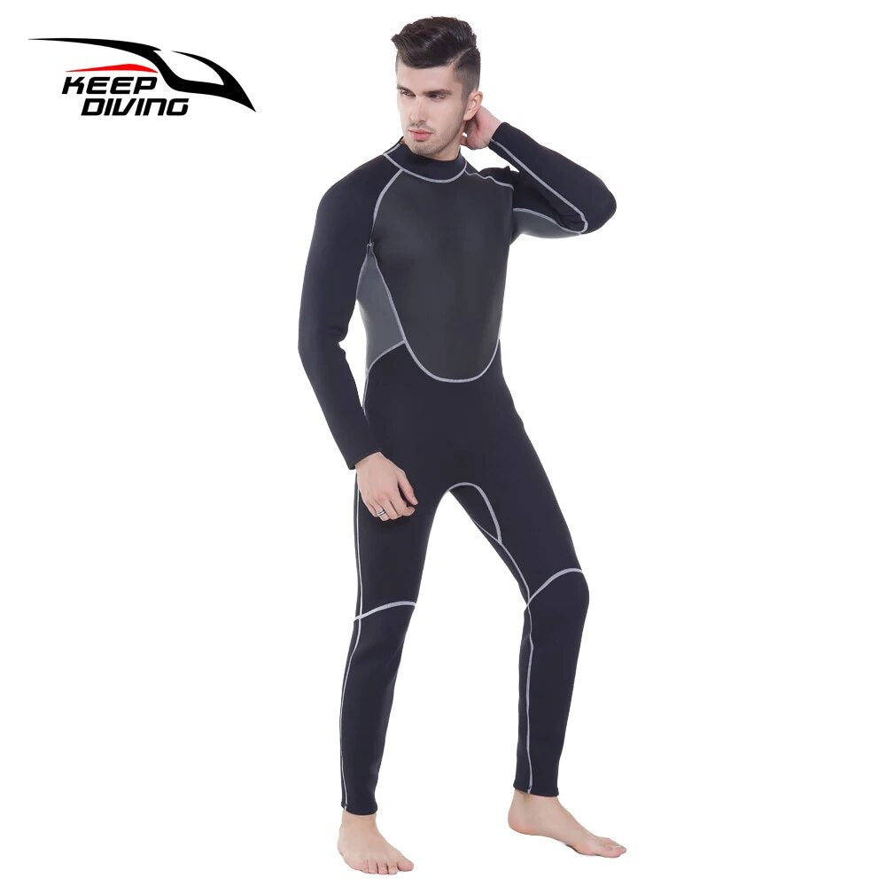 Genuine 3MM Neoprene Wetsuit One-Piece and Close Body Diving Suit for Men Scuba Dive Surfing Snorkeling Spearfishing Plus Size