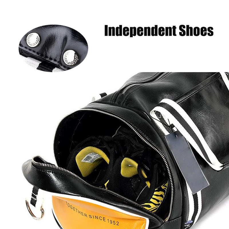 Top ao ar livre couro do plutônio esportes ginásio sacos de viagem clássico bolsa de treinamento de fitness sacos de ombro com sapatos independentes bolso