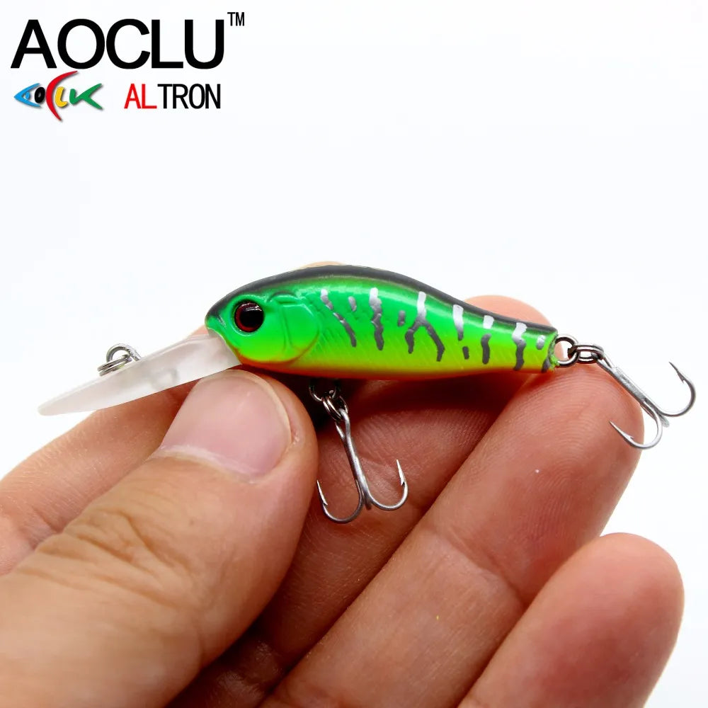 AOCLU Floating Deep Swimmer 35mm 2.4g Diving 1.2m Hard Bait Minnow Crank Shad Lure For Sea Bass Boat Rock Inshore Fishing VMC