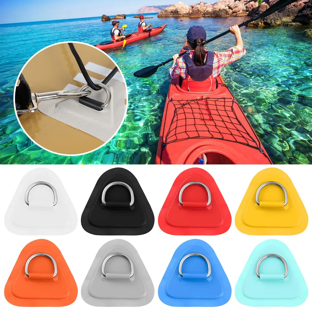 1PC Surfboard Dinghy Boat PVC Patch With Stainless Steel Triangle D Ring Pad/Patch Inflatable Boat Patch Canoe Deck Rigging Sup