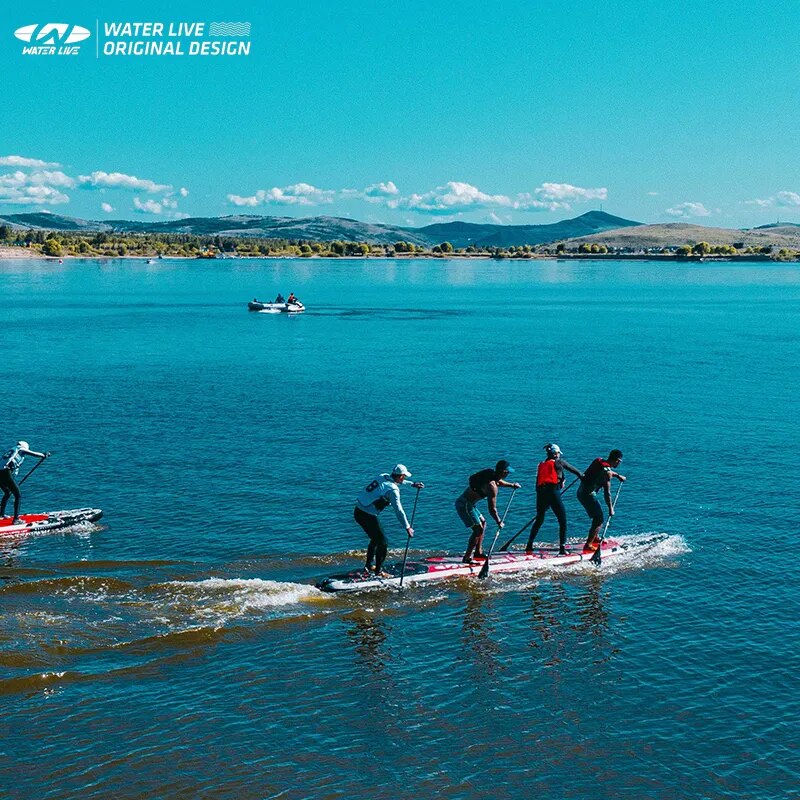 Waterlive dragon board equipe de corrida sup prancha de surf em pé estilo 4 pessoas 22 x x 34 "x 6" engrossado placa aquática inflável de 2 camadas