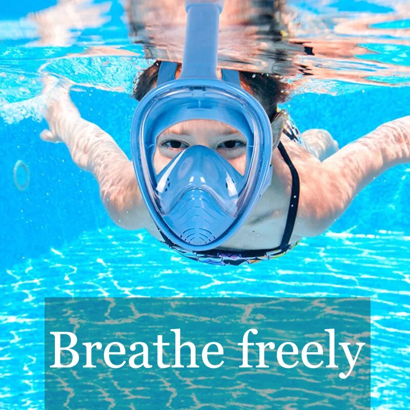 Máscara de mergulho infantil, snorkel para crianças, treinamento de natação, máscara facial completa, equipamento de mergulho para gopro, tubo de respiração livre