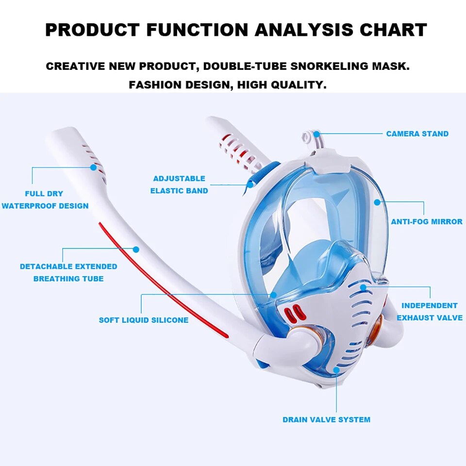 Nova máscara de mergulho máscara de mergulho subaquática anti nevoeiro rosto cheio máscara de mergulho para mulheres homens crianças natação snorkel equipamento de mergulho