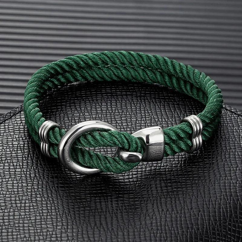 MKENDN Fashion Men Women Anchor Bracelets Charm Nautical Survival Rope Chain Paracord Bracelet Male Wrap Metal Sport Hooks