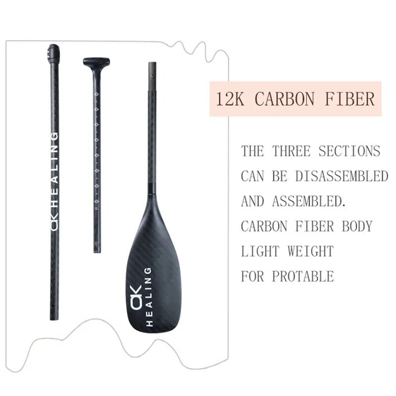 12K Full Carbon Fiber SUP Paddle Surfboard Kayak Accessories Inflatable Stand Up Paddle Surf Carbon Fiber Blade Shaft