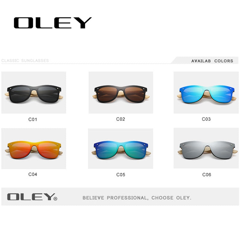 OLEY Natural Bamboo wood Sunglasses Men Polarized Fashion Glasses Original Bamboo Oculos de sol masculino Support custom logo