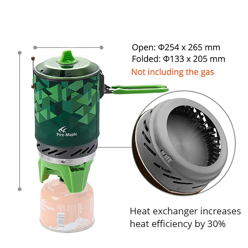 Fogo bordo x2 queimador de fogão a gás ao ar livre turista sistema cozinha portátil com trocador calor pote FMS-X2 acampamento caminhadas fogão a gás