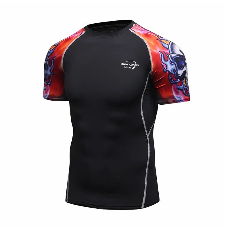Men Compression Rashguard Spandex Quick Dry Swimsuit Surf UV Protection Rash Guard Diving Suit Tight Beach Shirt Short Trunk