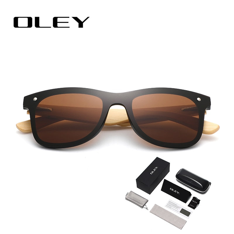 Oley óculos de sol masculino de madeira de bambu natural, polarizado, fashion, original, bambu, suporte para logotipo personalizado