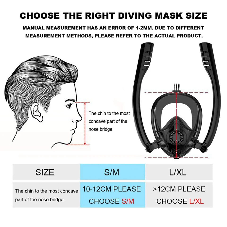 Nova máscara de mergulho máscara de mergulho subaquática anti nevoeiro rosto cheio máscara de mergulho para mulheres homens crianças natação snorkel equipamento de mergulho