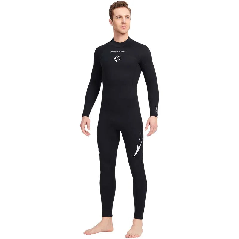 3mm Neoprene Black Splicing Wetsuit Men's Women's Long Back Zipper Surf One-piece Swimming Couple Suit Underwater Warm Suit