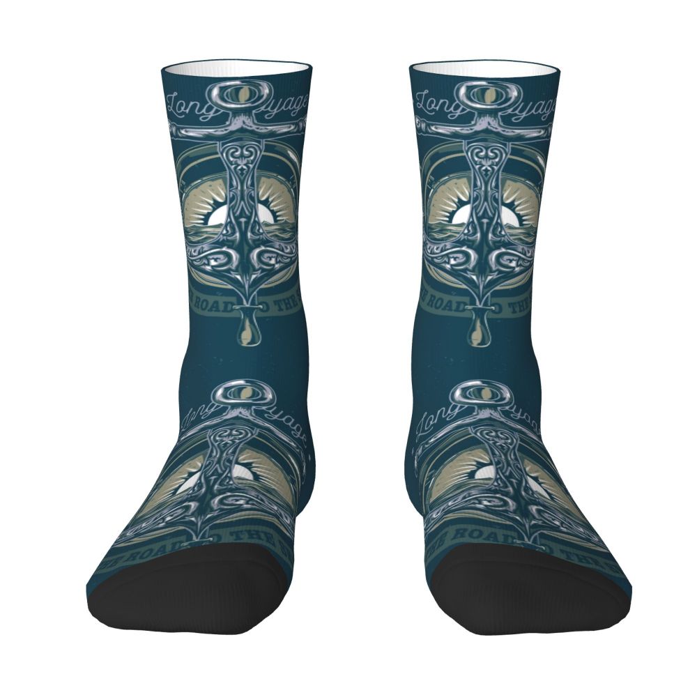 Cool Work Like A Captain Party Like A Pirate Socks Men Women Warm 3D Printed Nautical Skull Sailor Sports Basketball Socks